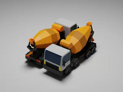Simple Low Poly Construction Vehicles 3D model