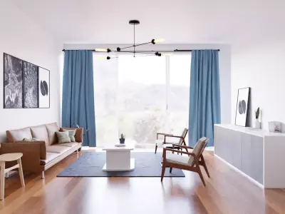 scandinavian living room Free low-poly 3D model