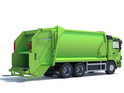Mercedes Actros Garbage Truck Low-poly 3D model