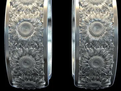 sunflower ring and cuff bracelet 3D print model