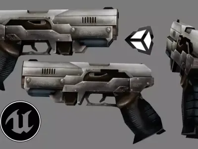 pistol 9mm handgun low poly 3d model Low-poly 3D model