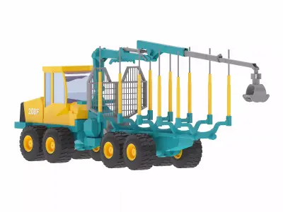 Harvester Forestry 208F Crane Low-poly 3D model