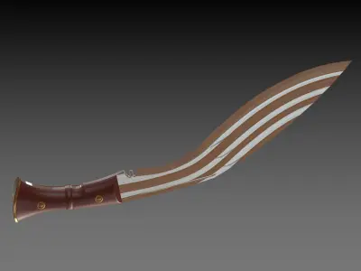 Kukri knife with wooden handle 3D print model