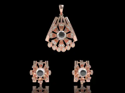 Diamond Pendant Set 15 3D print model