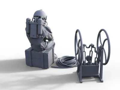 historical helmet diver Helmtaucher Schiffsmodell  3D print model