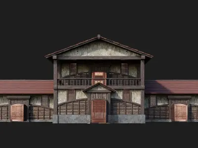 Medieval House Building 4K Textures GameReady 159 Low-poly 3D model