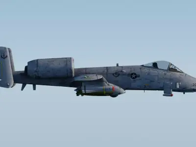 A-10 Thunderbolt Fully-Rigged And Animated With Weapons Low-poly 3D model