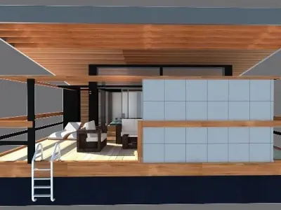 glamping boat Low-poly 3D model