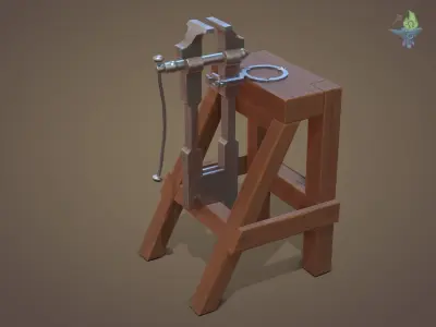 Blacksmith Post Vice Low-poly 3D model