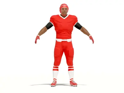Uniform Black Man Football Player with Rugby Helmet Headguard A-Pose 3D model