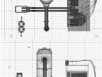 Fictional Industrial Factory Section 3D model