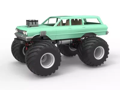 Vintage Monster Truck Scale 1 to 25 3D print model order