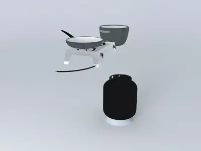 propane tank and stove with pots Free 3D model