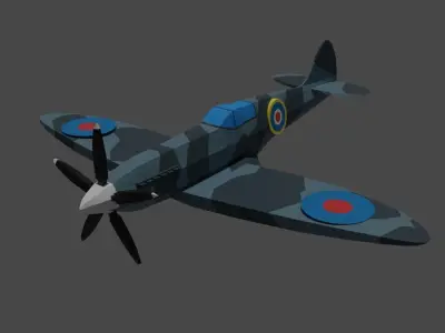 Spitfire Plane Game Assets Low Poly Low-poly 3D model