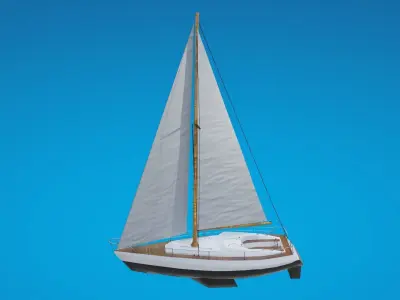 Modern Sail boat Low-poly 3D model