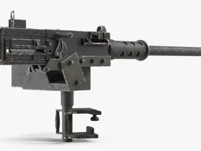 Used Vehicle Heavy Machine Gun Black 3D model