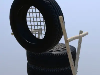 Tire Chair Low-poly 3D model