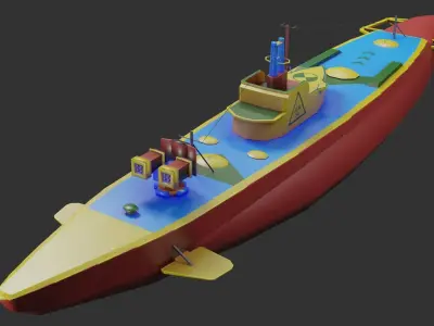 submarine  Low-poly 3D model