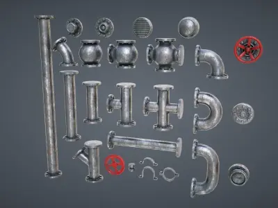 Modular Pipes Low-poly 3D model by Adrian-Kulawik - Low-poly