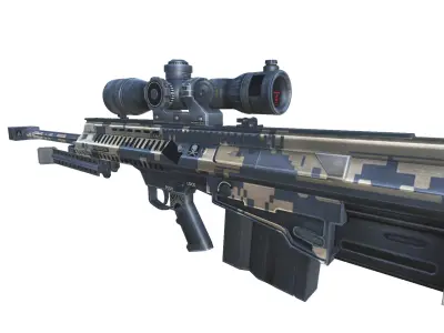 34-barrett-gun model 3d game ready model Low-poly 3D model Low-poly 3D model