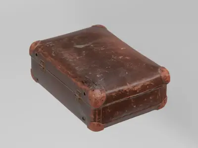 Leather Suitcase Small Old photogrammetry scan PBR 4K textures Low-poly 3D model