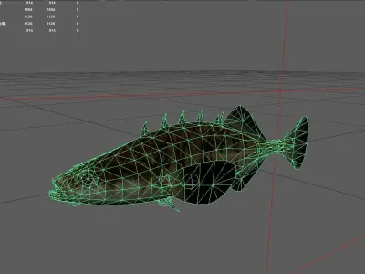 Stickleback Low-poly 3D model