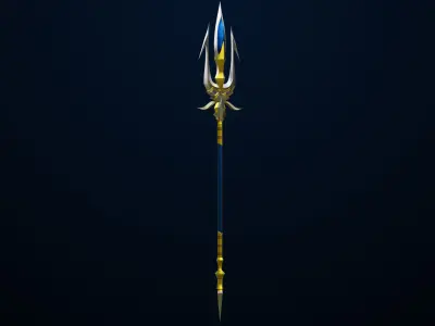 Fantasy Trident 04 All PBR Unity UE Textures Included Low-poly 3D model