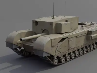 Churchill 3 inch gun carrier  Low-poly 3D model