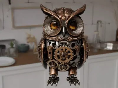 Mechanical Steampunk Owl - Victorian Detailed 3D model
