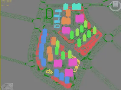 Architecture residential complex in middle of area 3D model purchase