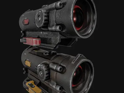 2X- 4X Gun Scope Low-poly 3D model