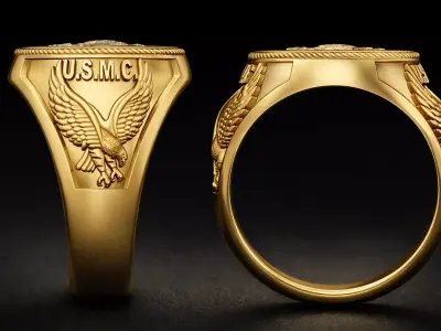 US Marine Corps Signet Ring 3D Model Military STL 3D print model