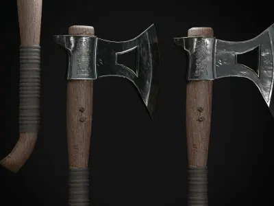 battle axe pack Low-poly 3D model