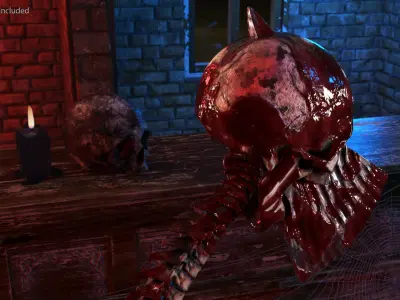 Ritual Skull Spine Axe 3D model