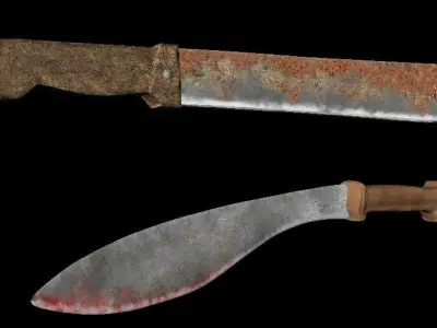 Two machete Low-poly 3D model