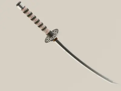 Untamed Blade Simple Katana Model No UV Mapping 3D model