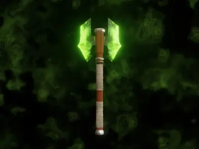 Double Bit Poison Axe - Elemental Battle Axe - Model 01 Low-poly 3D model