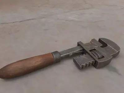Garage tool Pipe Wrench PBR gameready Low-poly 3D model