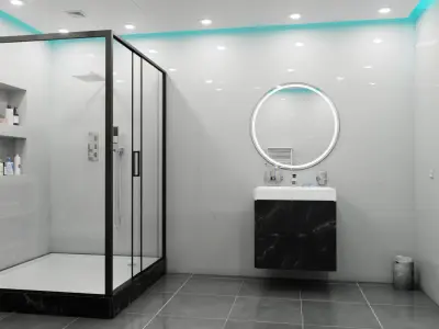 Modern Bathroom and Toilet 3D model purchase