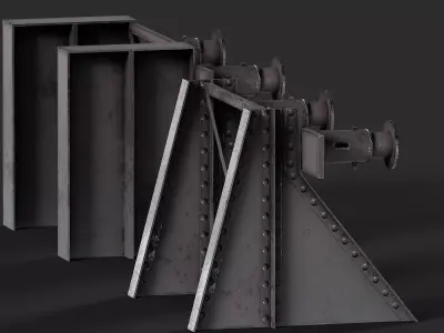 Train Buffer Stops Low-poly 3D model