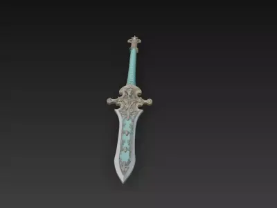 Celestine Aquablade - Low Poly Enchanted Fantasy Sword Low-poly 3D model