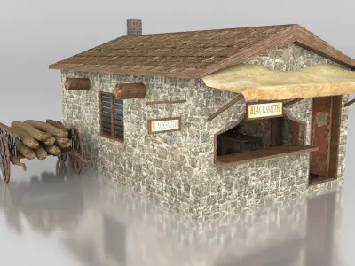 Medieval Blacksmith Shop Low-poly 3D model