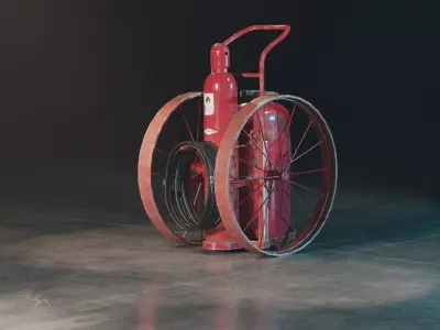 Wheeled Fire Extinguisher Low-poly 3D model purchase