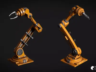 Robotic Machine Arm Low-poly 3D model