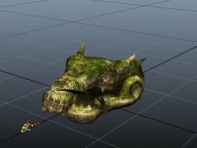 Dragon Head Statue Low-poly 3D model