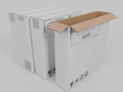 White Cardboard Box R-144 - Rigged and Customizable Low-poly 3D model