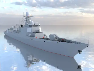 Chinese Navy Type 052D Low-poly 3D model