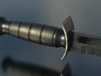 Combat Knife Low-poly 3D model 2