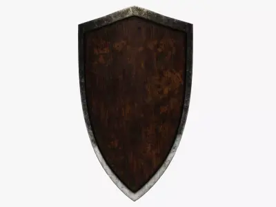 Wooden shield Low-poly 3D model 2