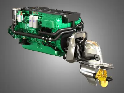 Penta D6-330 Engine - 6 Cylinder Marine Engine 3D model